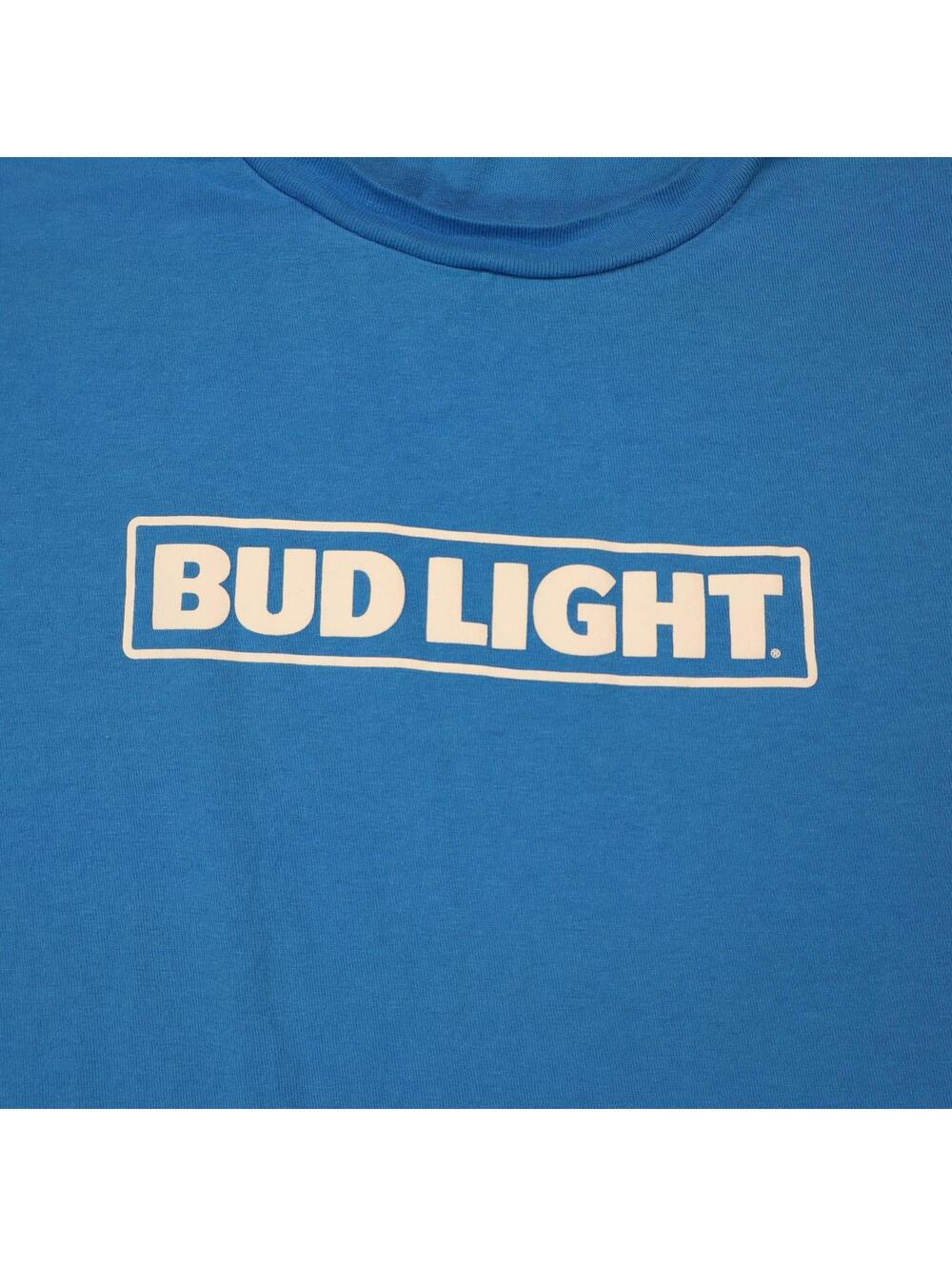 Bud Light Shirt Mens XL Blue Tultex Beer Promo Crew